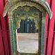 Polychrome teak mirror plant décor India Rajasthan late 1800 97x163cm