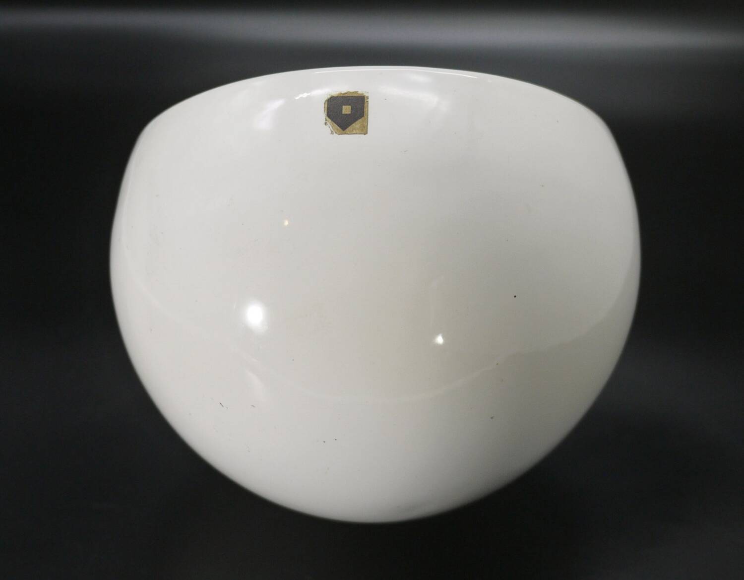 White Ceramic Table Mirror Weighted in a Space Age Ball Shape