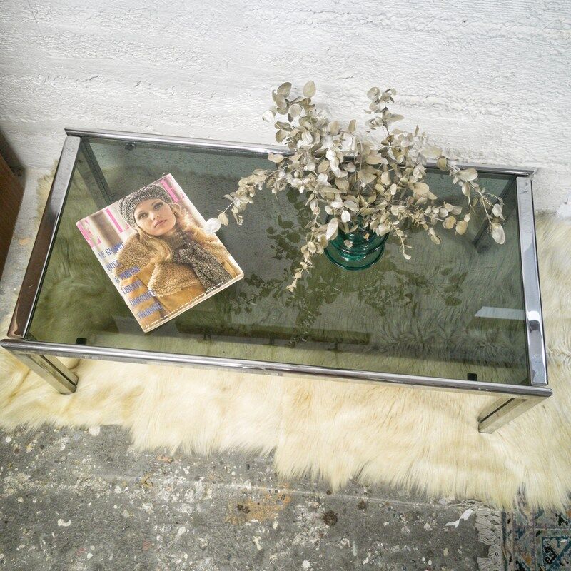 Vintage coffee table smoked glass