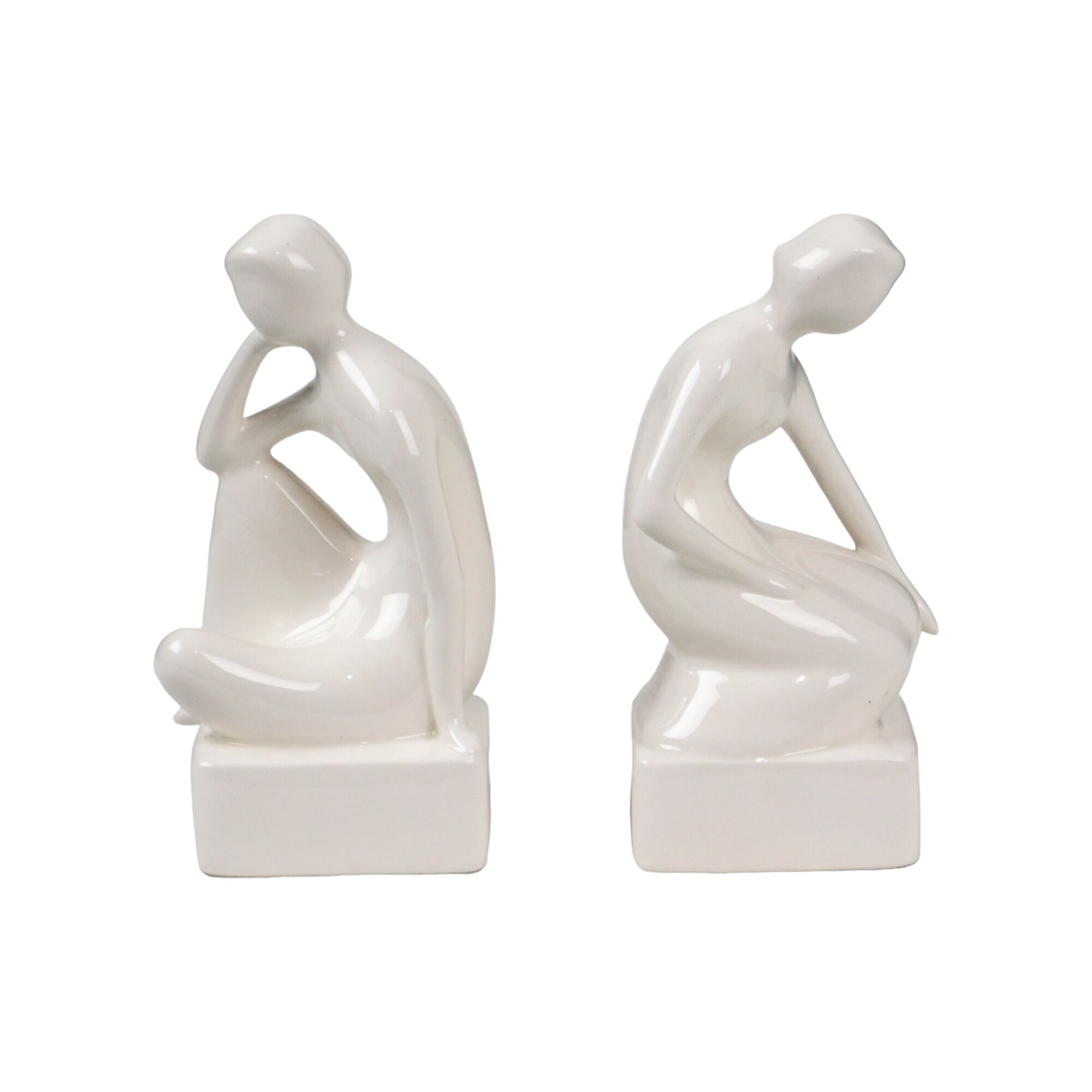 Set serre-livres homme et femme art déco style royal delft 19cm