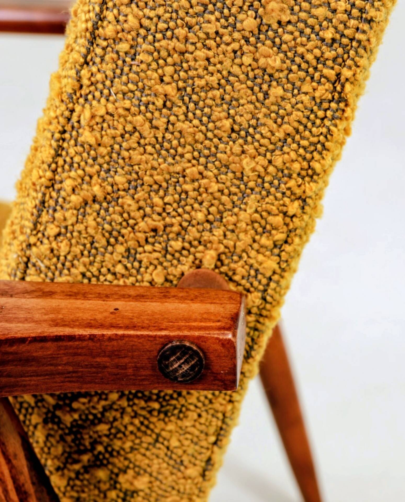 Pair of vintage boucle mustard armchairs H.Lis
