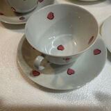Breakfast Service D. Porthault Limoges Pink Hearts 10 Pcs