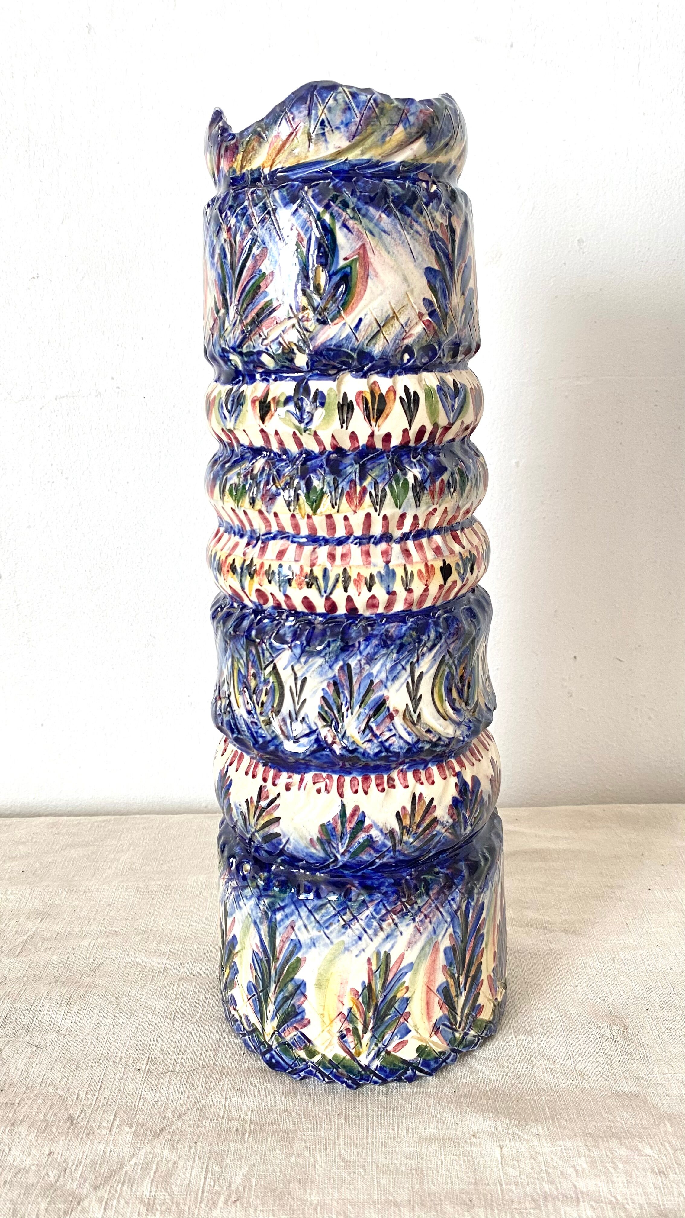 High earthenware vase of Rochefort in earth signed Leray