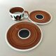6 cups and cake plates Kimono Boch La Louvière