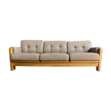 Scandinavian sofa 3-seater elm structure wool cushions chinée 1960