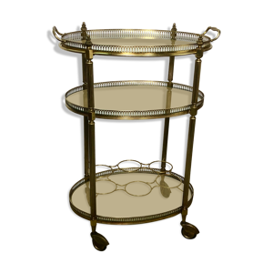 desserte table roulante en laiton 1950