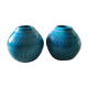 Pair of vases shaped ball stylish Asian. Glazed ceramic