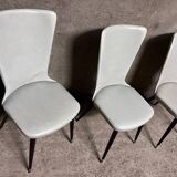 Set of 6 Baumann Essor model chairs in white imitation leather