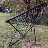 Pair of round chairs in black tubular steel 1960