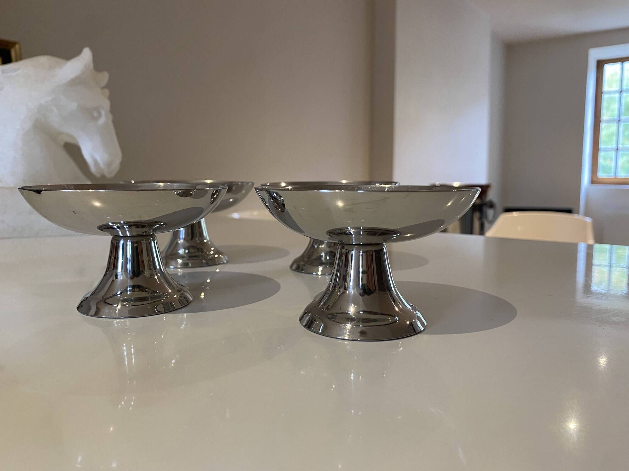 Set of 4 vintage ice cream bowls in 18/10 stainless steel – Retro bistro style