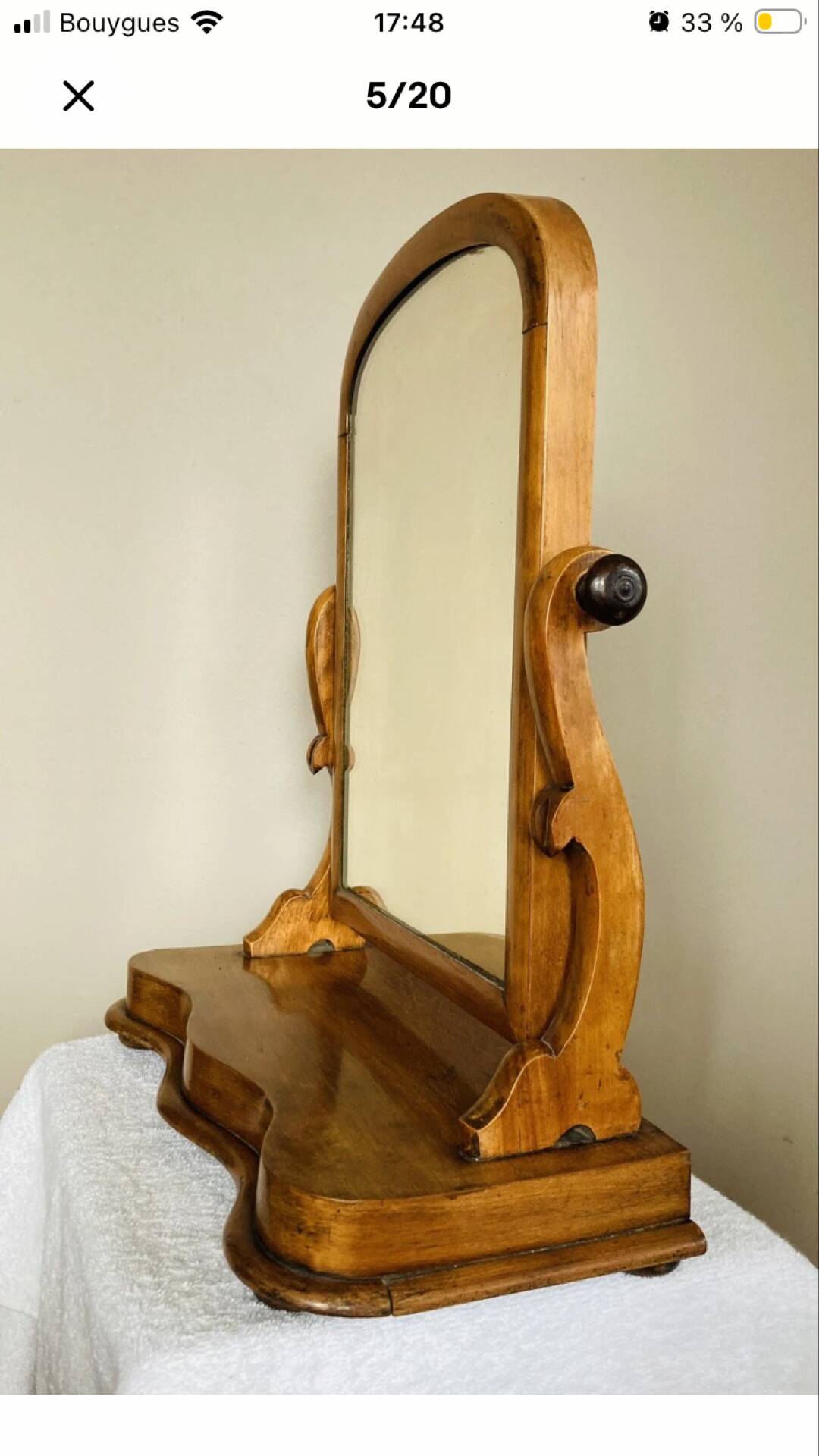 Coiffeuse de table barbière psyché Louis Philippe en noyer époque XIXe