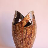 Freeform open worked vase by "Les potiers d'Accolay", France 1970s.
