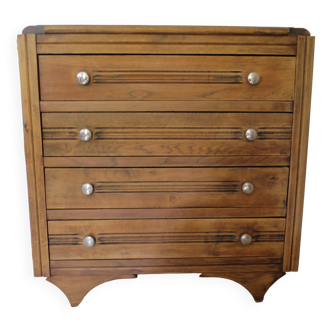 Rare pretty ART DECO chest of drawers - 4 drawers - Vintage - Mustache style feet - 1950s