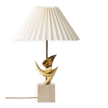 Lampe de table en laiton avec oiseau signée Philippe Jean, Édition limitée 178/300, 1980