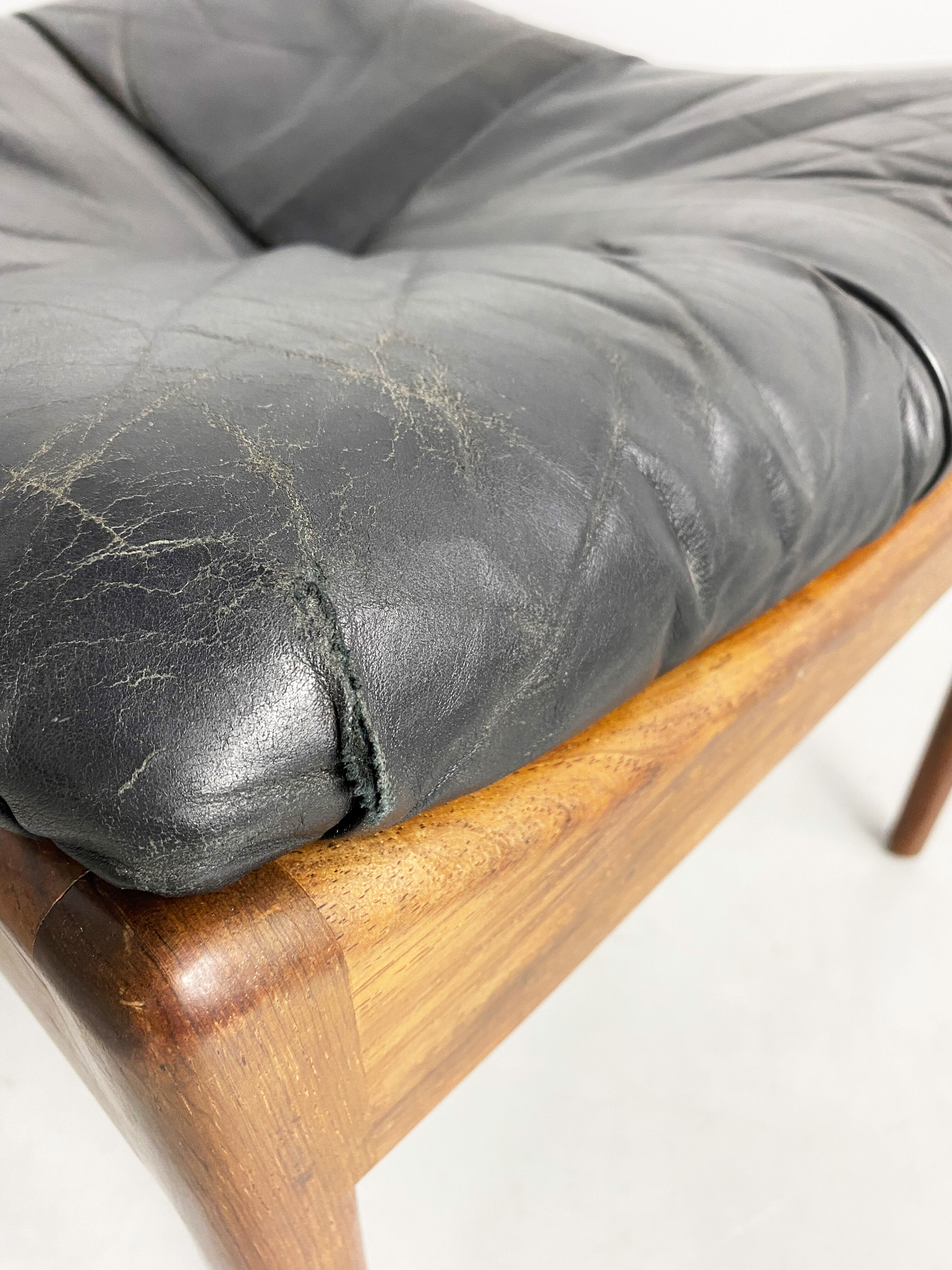 Danish Leather and Rosewood 'Modus' Ottoman by Kristian Vedel, c.1960