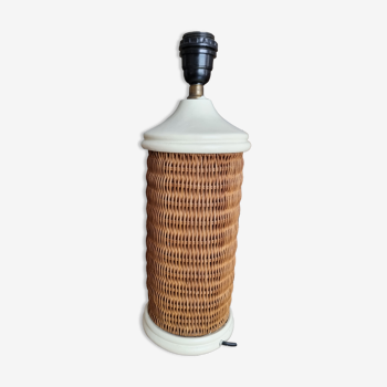 wood and wicker lamp
