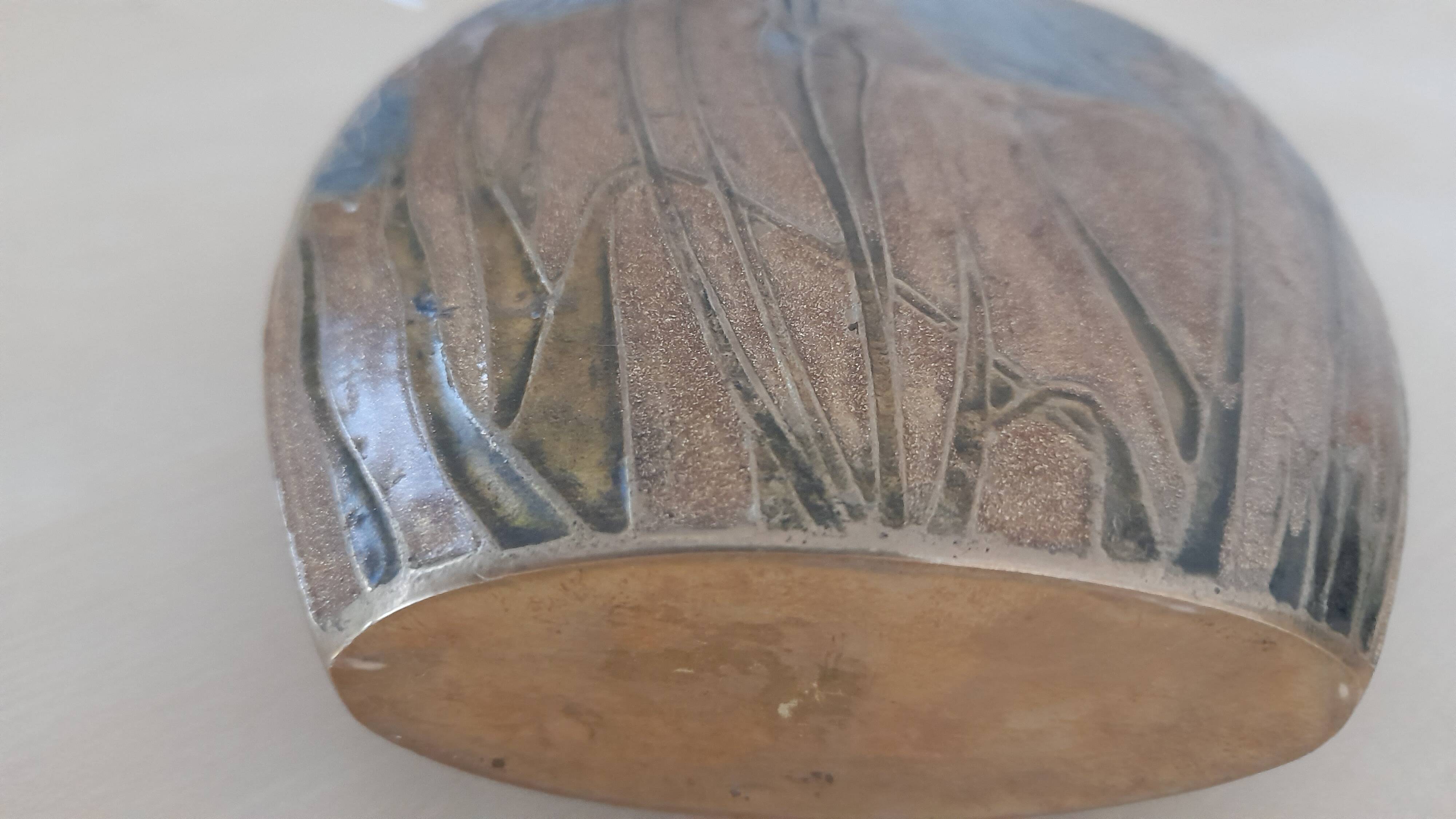 Art Deco style enameled metal vase