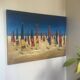 Oil on canvas depicting the parasols of Deauville