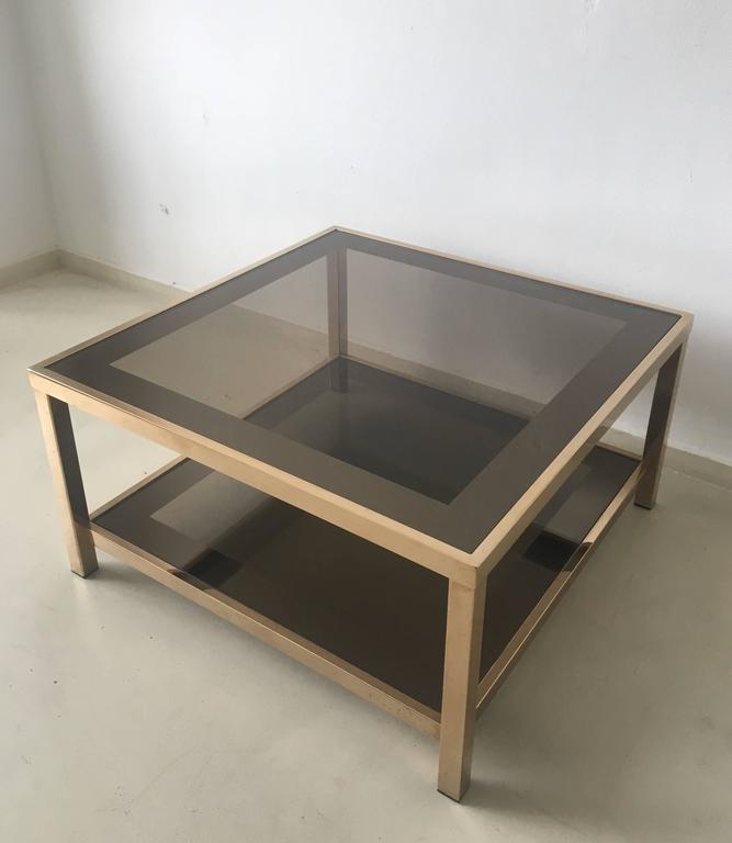 Gold-plated rectangular coffee table 23 carats, 1960 s