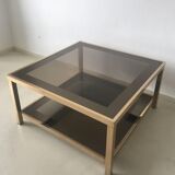 Gold-plated rectangular coffee table 23 carats, 1960 s