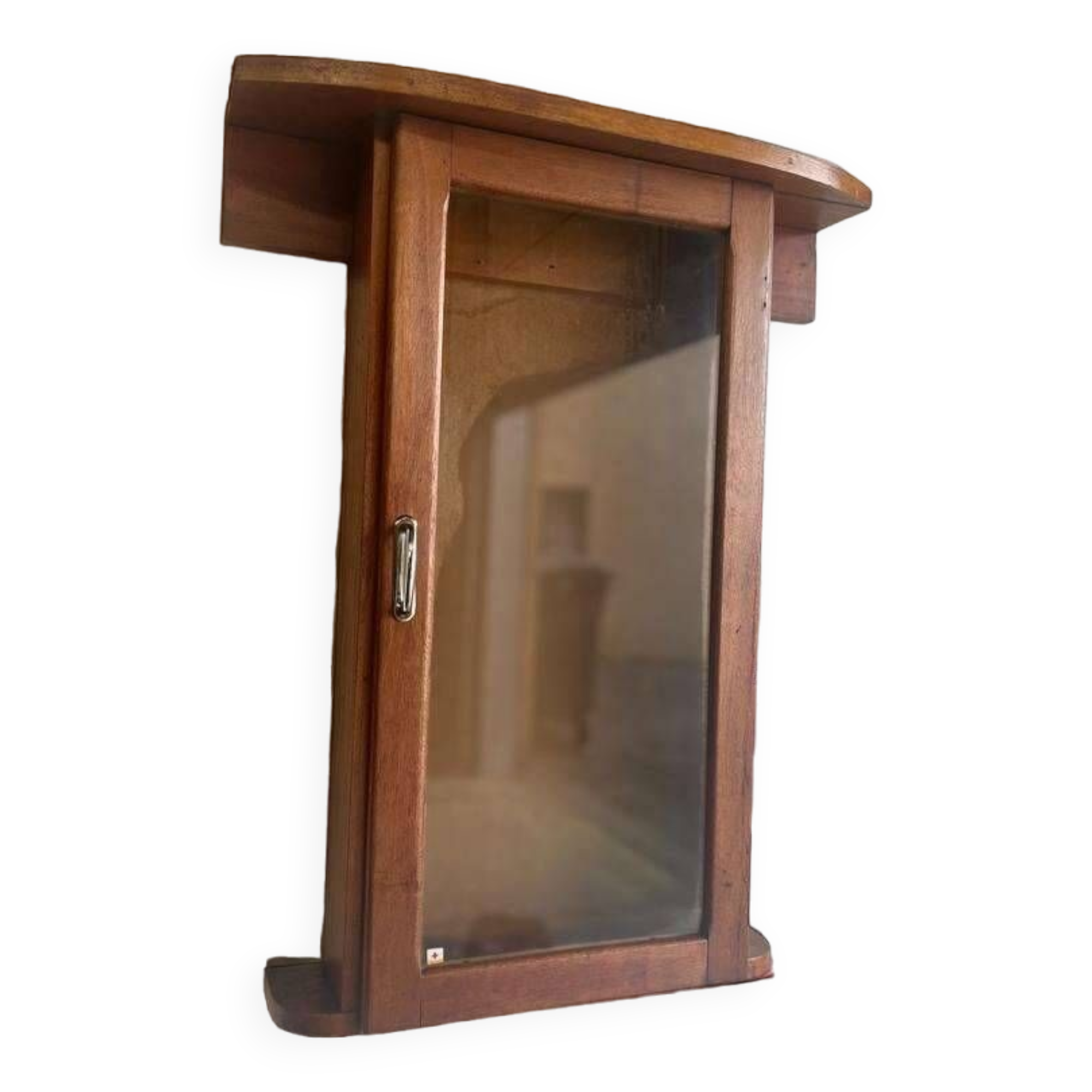 Vintage wall cabinet / mini showcase / wall cabinet: glass & wood