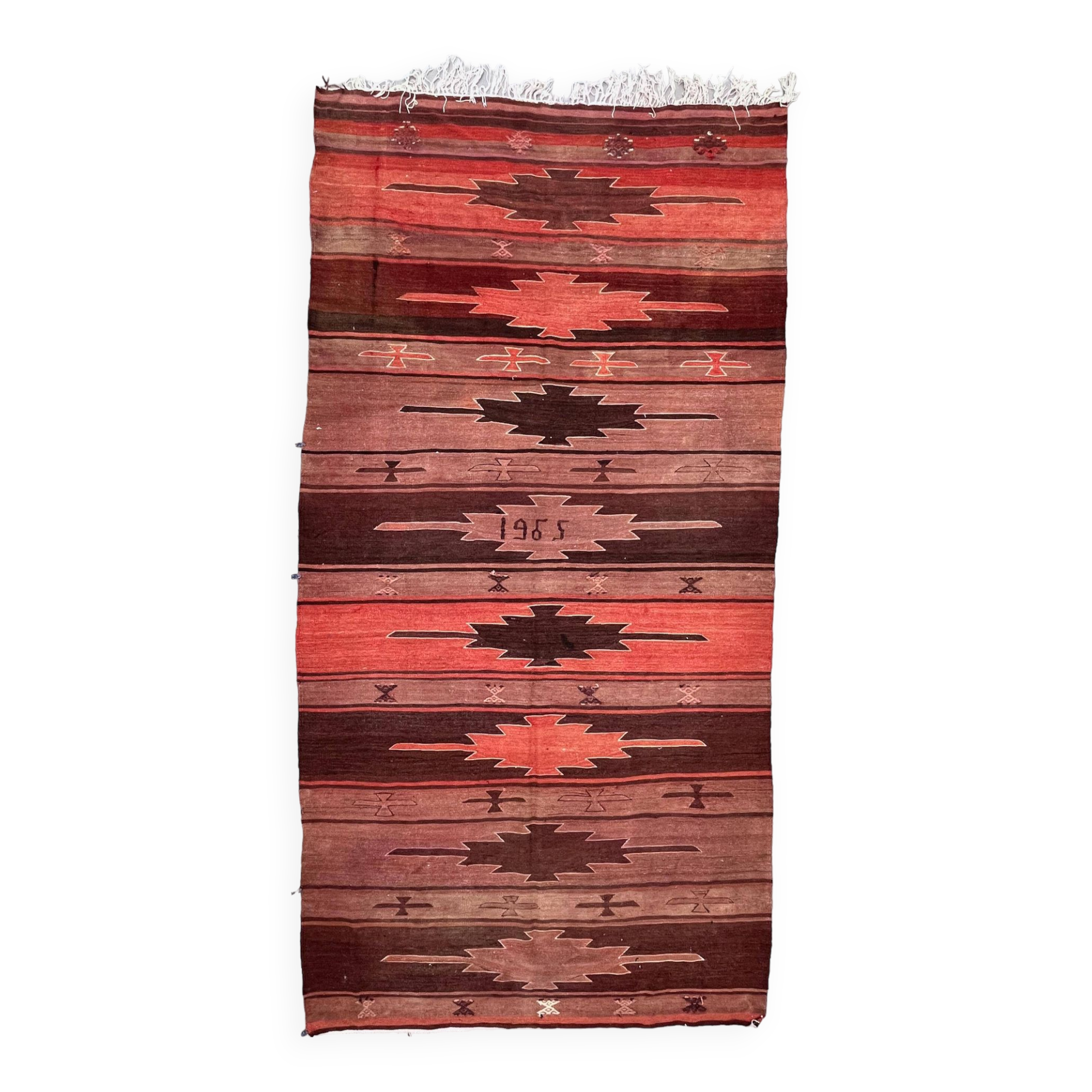 Large Vintage Turkish Kilim Rug 327x167 cm Wool Kelim