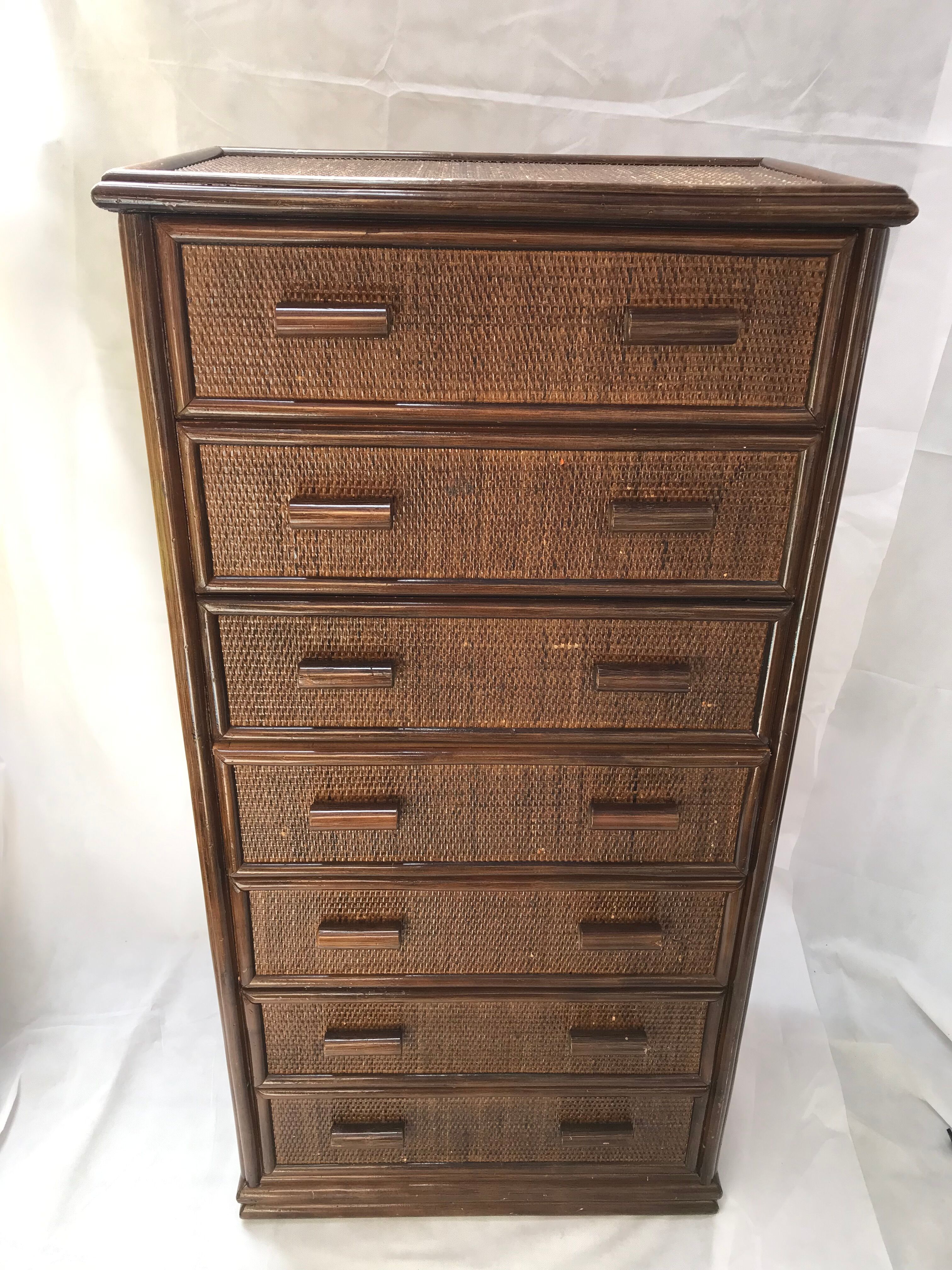 Rattan chest of drawers 7 drawers