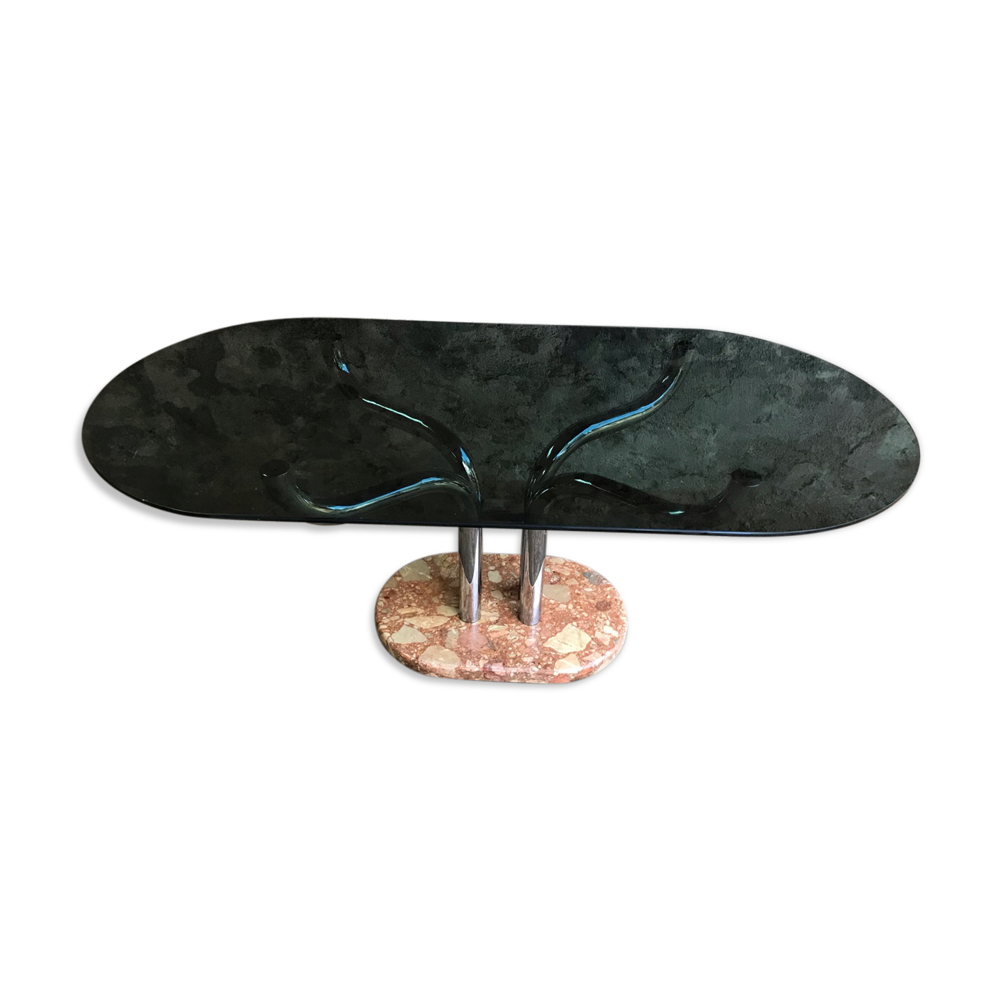 Smoked glass and marble table