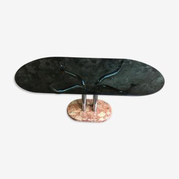 Smoked glass and marble table