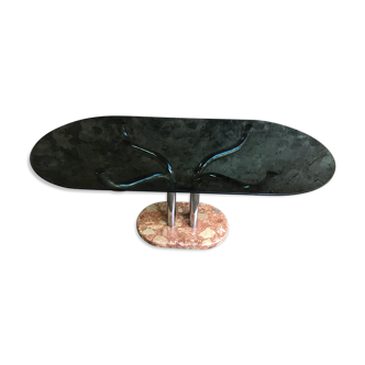 Smoked glass and marble table