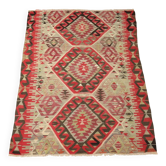 Tapis kilim ancien en coton et laine fait main 87 x 58 In original