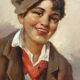 Oil painting on wood, portrait of the character Athos, Renzo Brioschi (1910-2000)