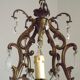 10 Light 5 Sided Bronze and Crystal Cage Chandelier