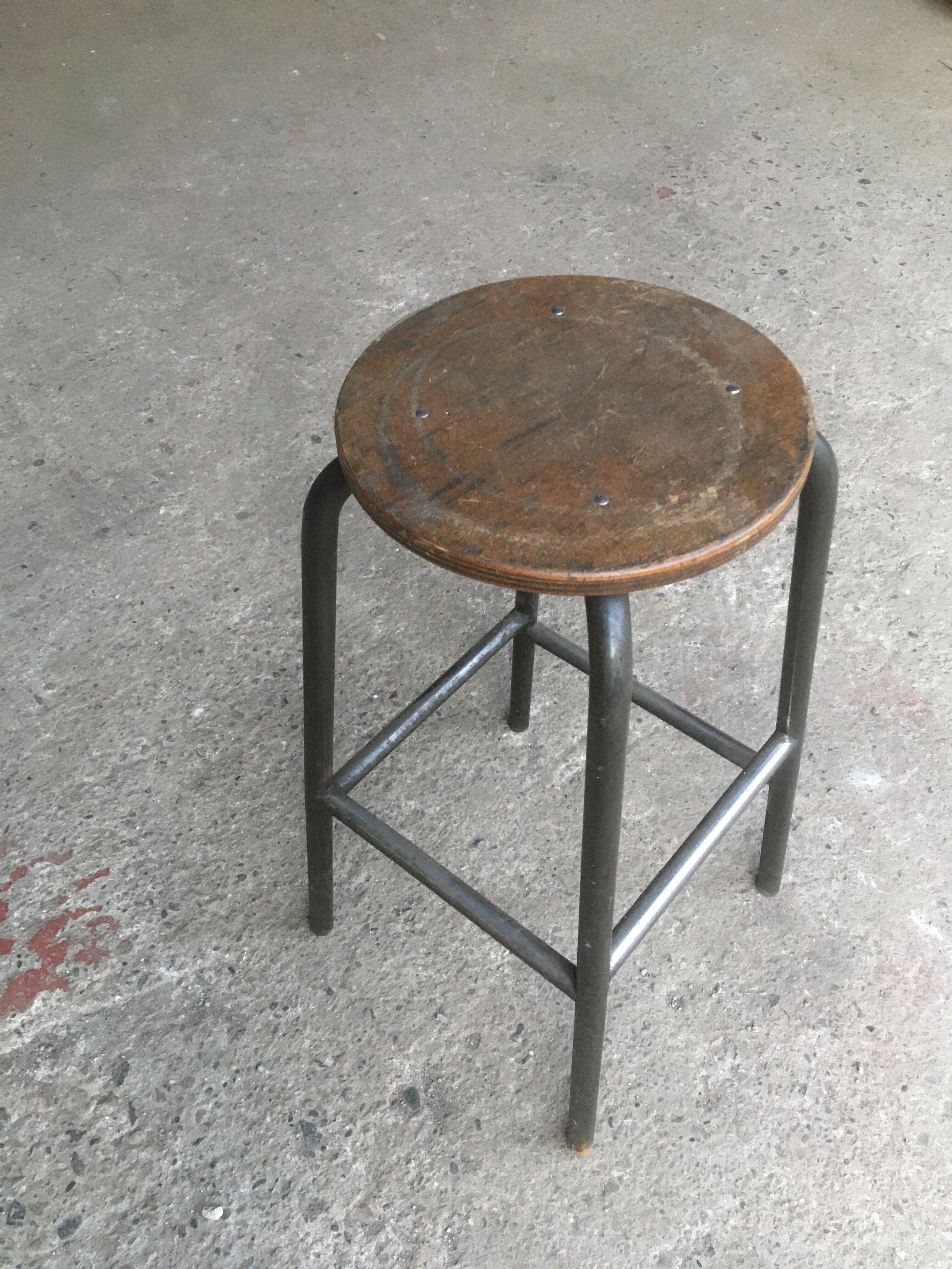 Metal and wood workshop top stool