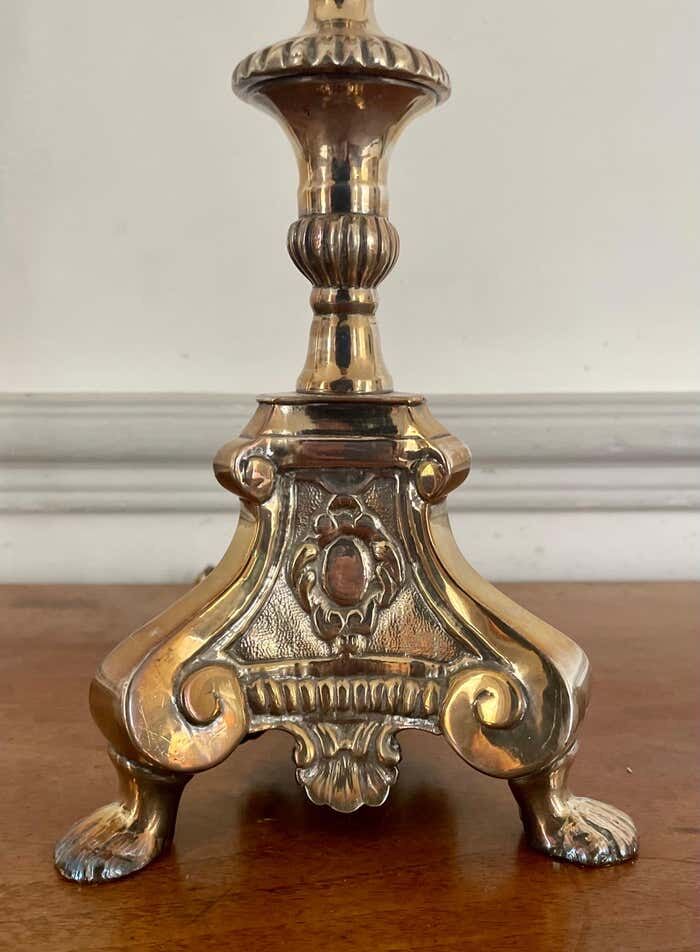 Pair of Louis XIV style table lamp from the 19th century in silver metal