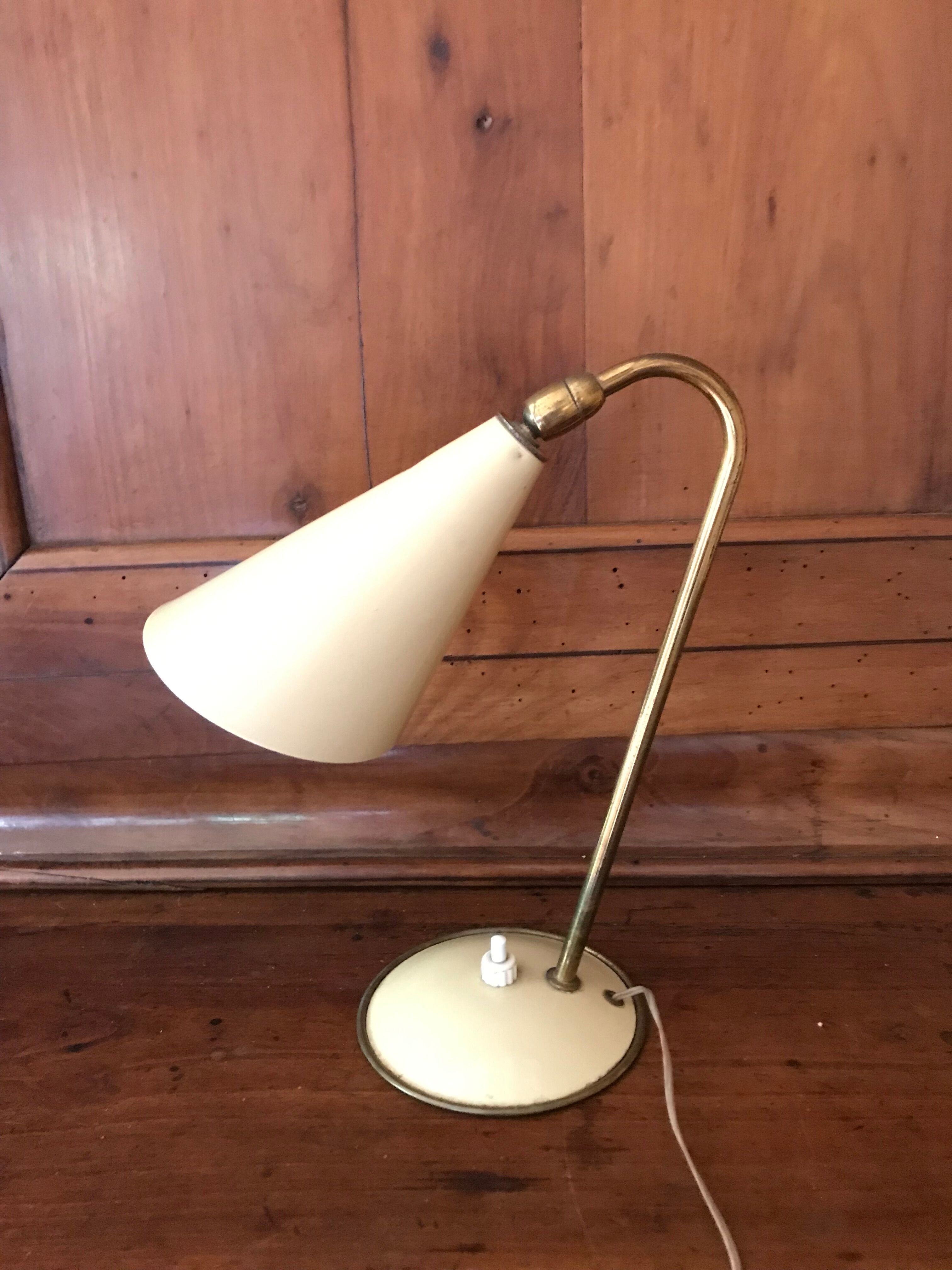 Small lamp in beige lacquered metal, 50s.