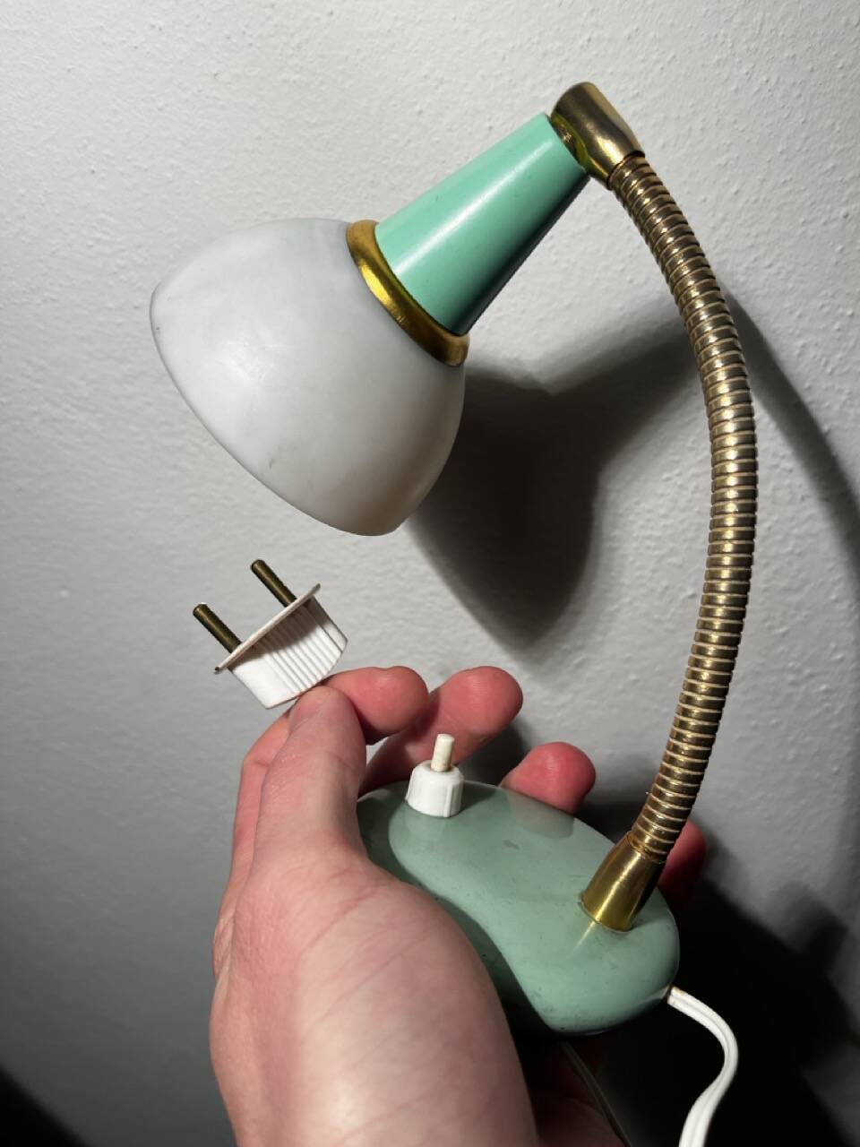 bedside table lamp, vintage mid-century anni '50, Italia