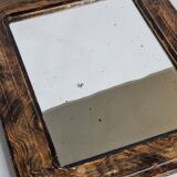 Antique Louis-Philippe mirror, rounded corners, imitation wood, 30 x 37 cm