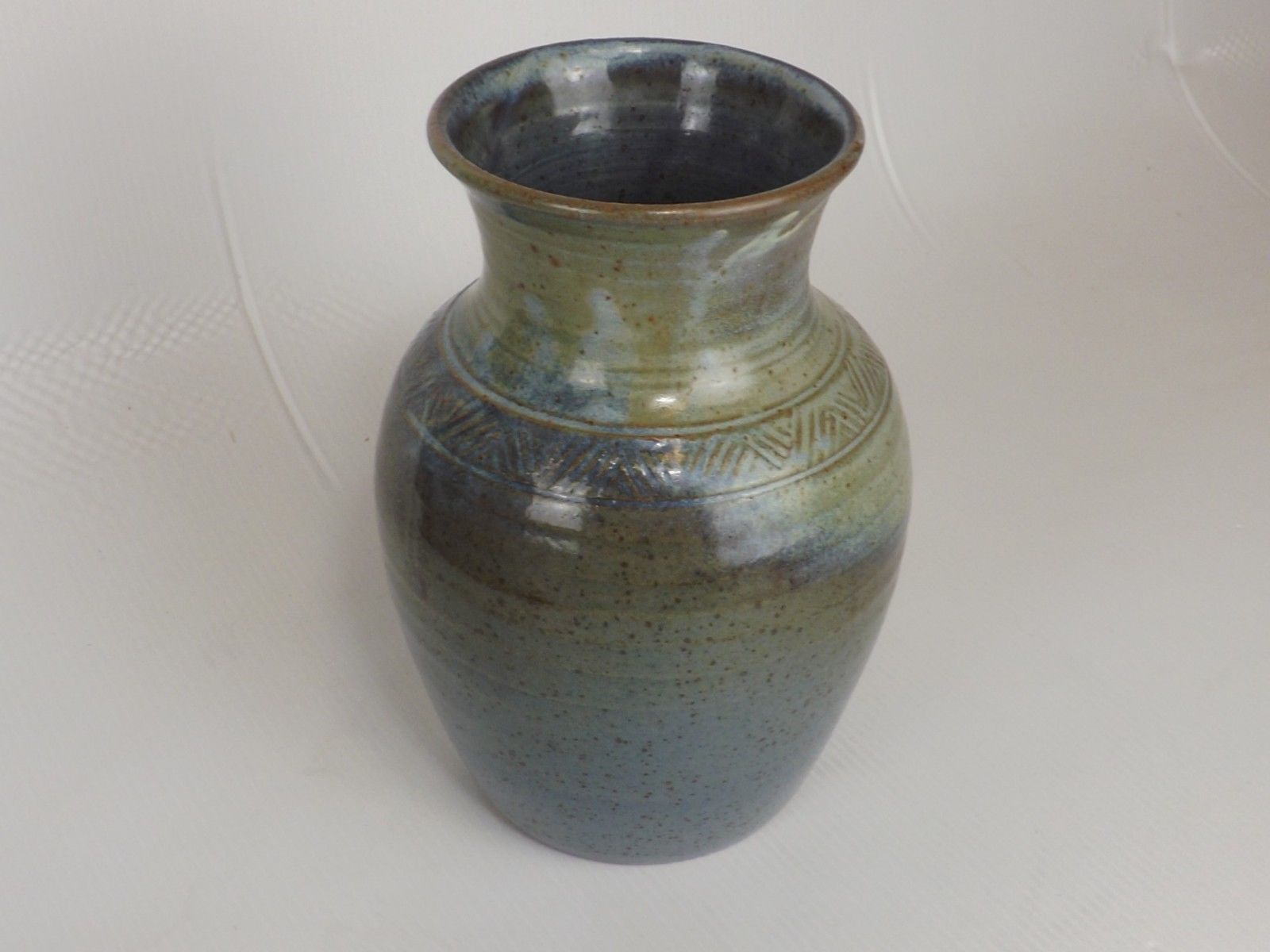 Muddled Sandstone Vase, Puisaye,Beautiful Signature of Incurvé Artist