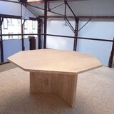 Table basse octogonale en travertin 70s