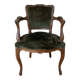 Louis XV cabriolet armchair in solid wood and green velvet