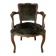 Louis XV cabriolet armchair in solid wood and green velvet