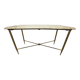 Marble coffee table with brass legs, height 46 cm.