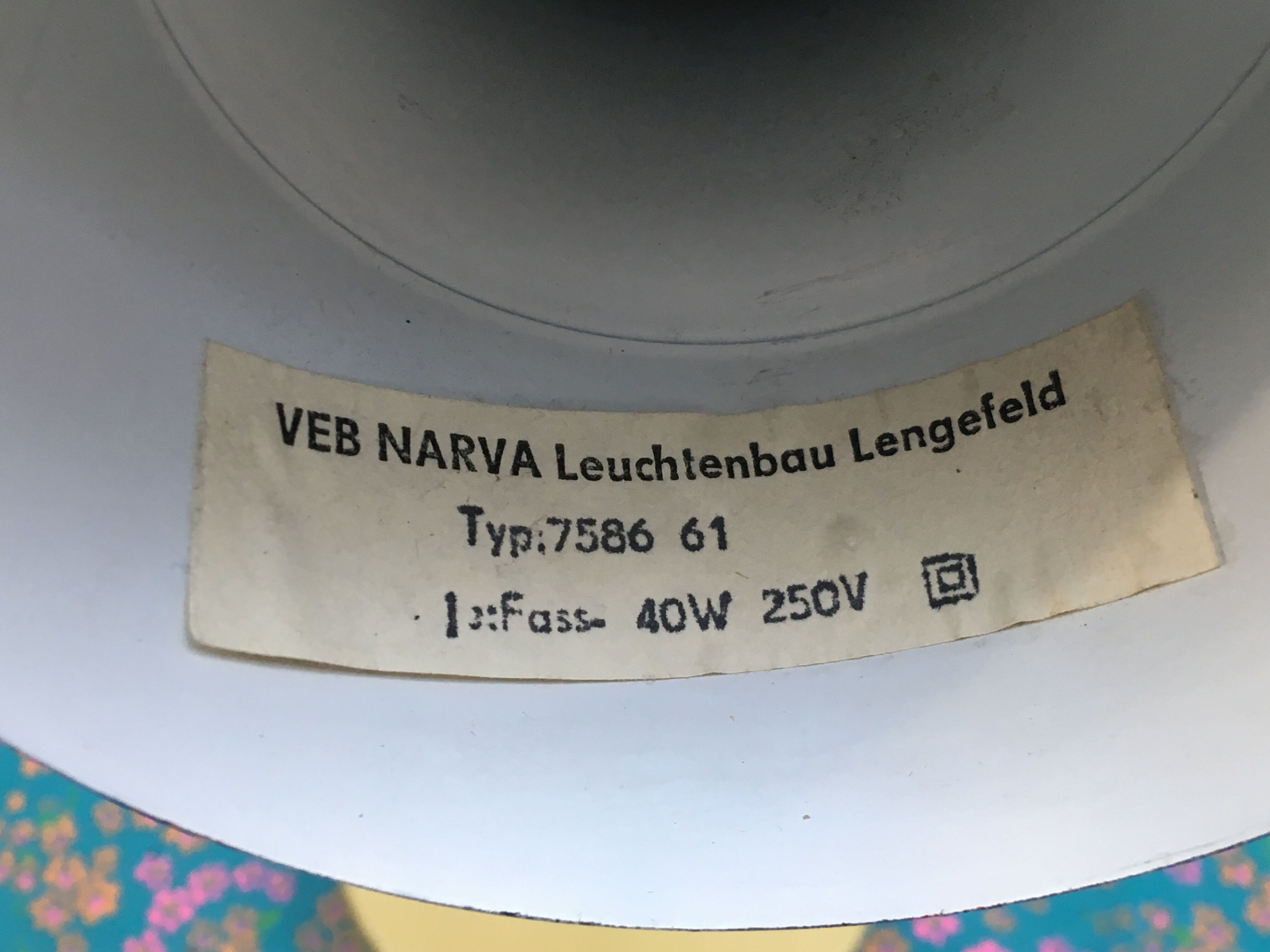 Cream vintage desk lamp arch Narva of Germany of the GDR's Veb