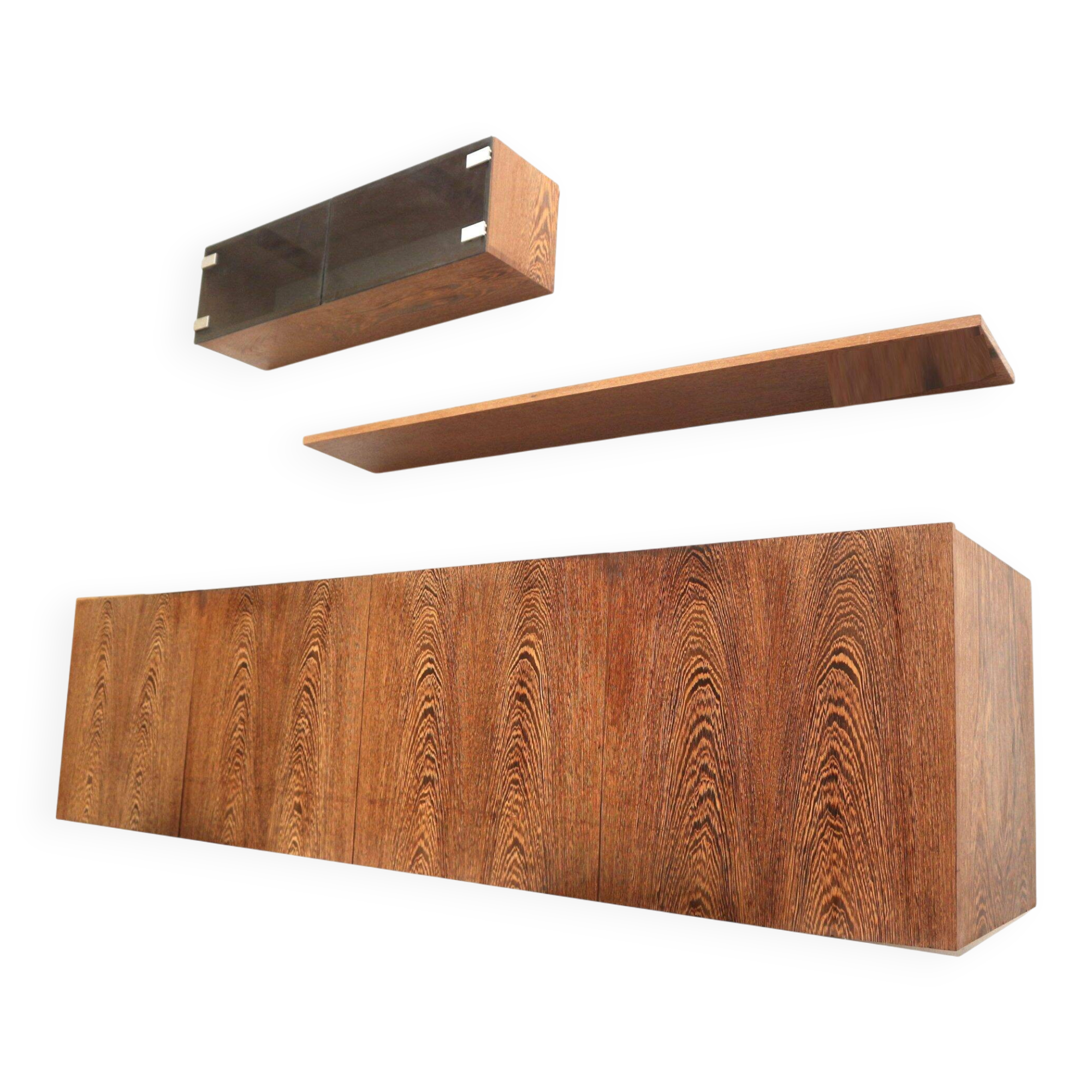Vintage wall-mounted wengé sideboard by Banz Bord, 1970s