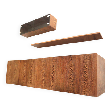 Vintage wall-mounted wengé sideboard by Banz Bord, 1970s