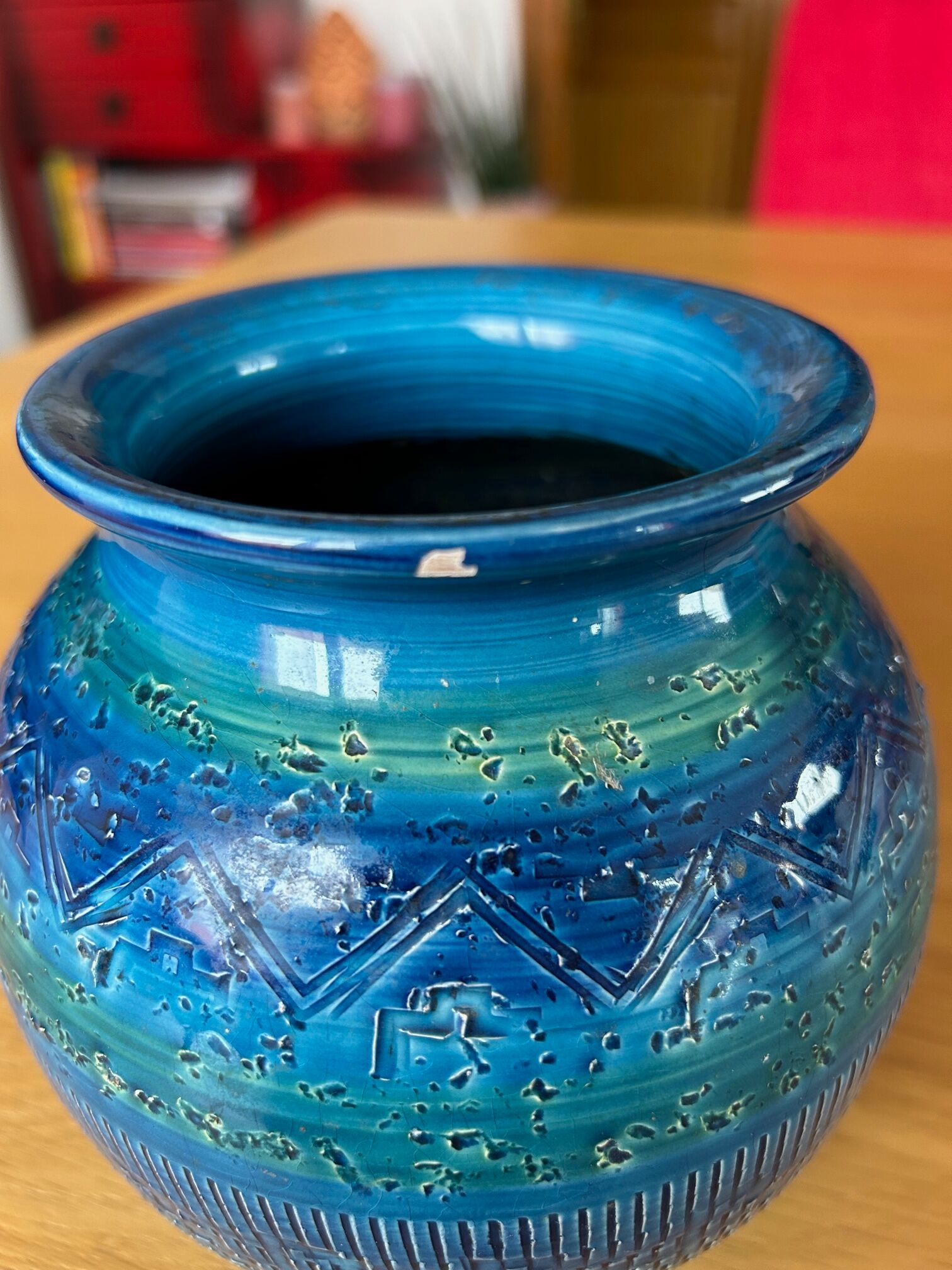 Aldo Londi ceramic ball vase (1911-2003) Rimini Blue, for Bitossi