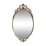 Gilded bronze mirror and screen-printed glass with flower motif