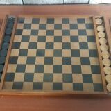 Old Double Board Game of Goose & Checkers Game in Vintage Wood #A694