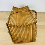 Vintage rattan fruit basket, folding